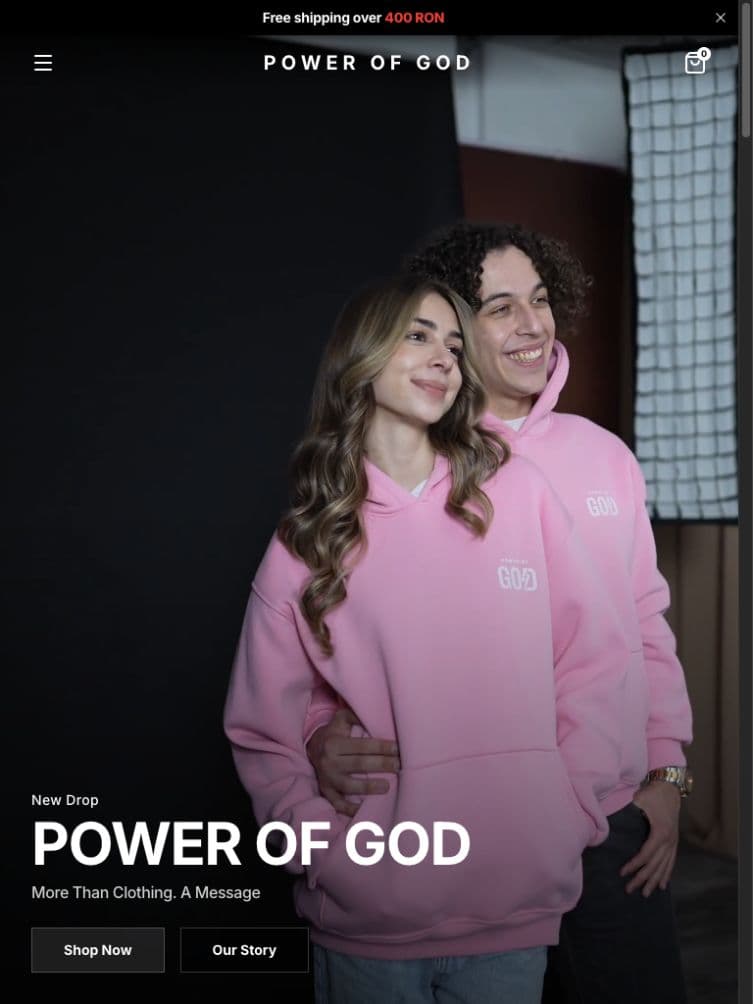Pagina principală Power of God adaptată pentru tabletă